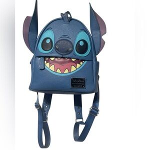 Disney Parks Stitch Blue Ears Face Mini Loungefly Backpack Bag